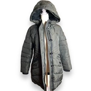 Girls Green Diesel Hooded Puffer Coat Size 12